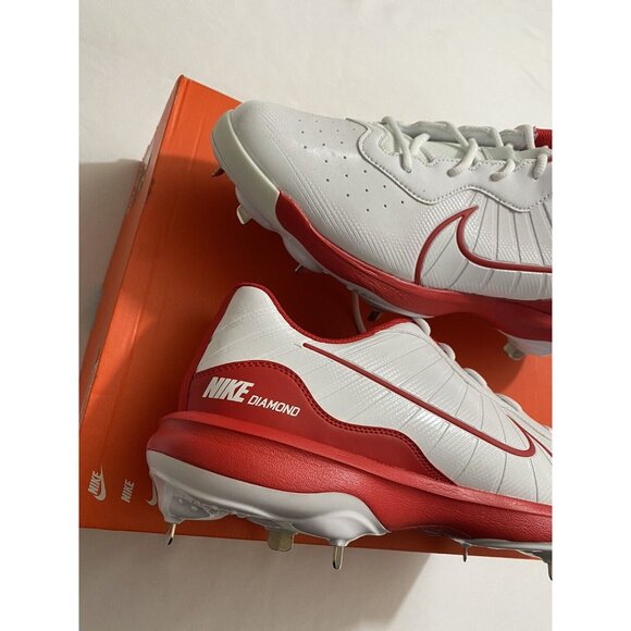 New Mens Size 15 White Red Nike Alpha Huarache Varsity 4 Low Baseball Cleats main image 6